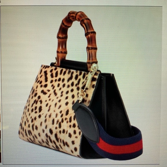 NWT! Gucci Nympheae Leopard bag with bamboo handle - Picture 2 of 5